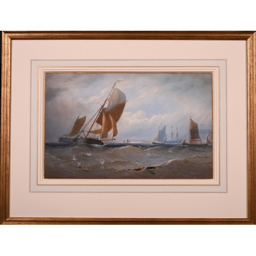 114 - Edwin Hayes (1819-1904) British. A Shipping Scene in Choppy Waters, Watercolour, Signed and Dated 18... 