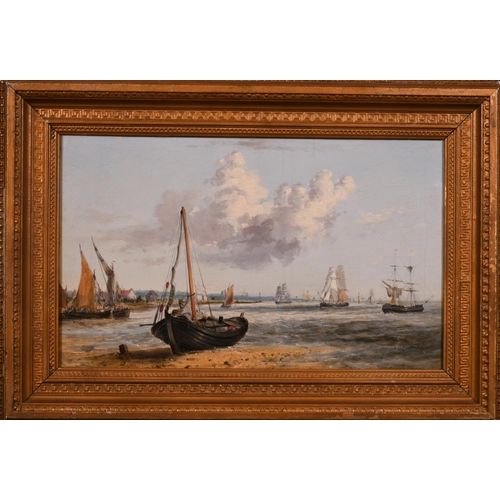 117 - Alfred Vickers (1768-1868) British. A Shipping Scene at the Mouth of the Thames, Oil on Panel, 10.25... 