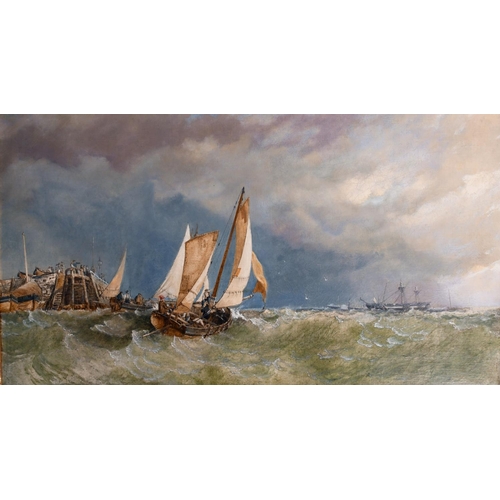 119 - Attributed to James Edwin Meadows (1828-1888) British. A Shipping Scene in Choppy Waters, by a Harbo... 