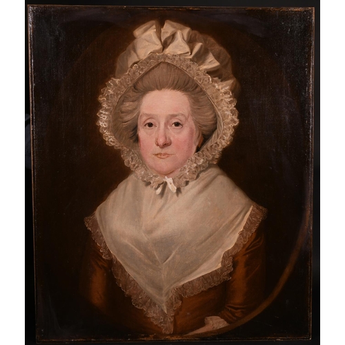 14 - 18th Century English School. Bust Portrait of a Lady, Oil on Canvas, Unframed, 30” x 25” (76.2 x 63.... 