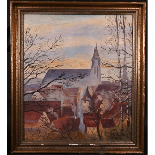 159 - K… Kuhn (20th Century) Continental. A Village Church, Oil on Canvas, Signed and Dated 1949, Indistin... 