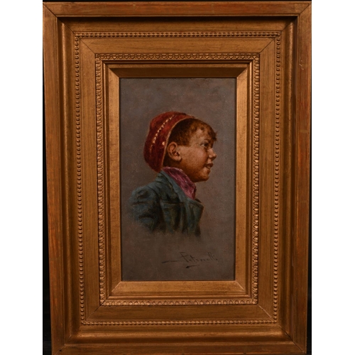 166 - Achille Petrocelli (1861-1929) Italian. An Urchin Boy, Oil on Canvas, Signed, 9.5” x 4.5” (24 x 11.3... 