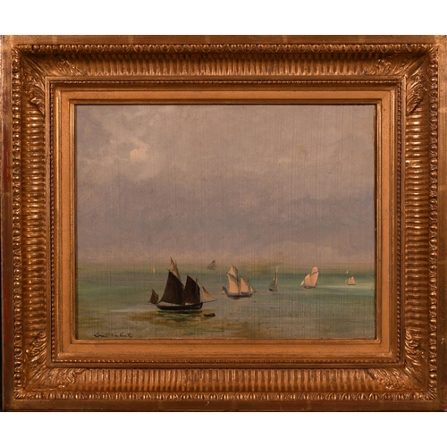 181 - Louis-Nicolas Cabat (1812-1893) French. A Shipping Scene in Calm Waters, Oil on Paper laid down, Sig... 