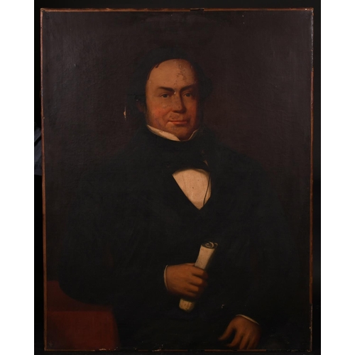 212 - J… Birch (19th Century) Irish. A Portrait of a Man, holding a scroll inscribed ‘Justice to Ireland’,... 