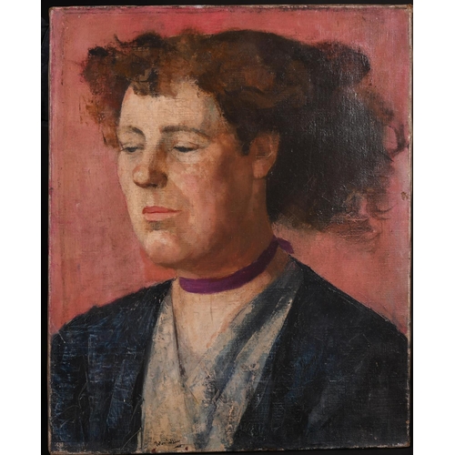 215 - Peter Collins (20th Century) Irish. Portrait Study of a Woman, Oil on Canvas, Signed, Unframed, 16” ... 