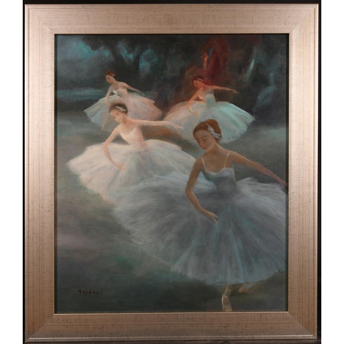 219 - Miloslava Vrbova-Stefkova (1909-1991) Russian/Austrian. A Performance of Ballerinas, Oil on Board, S... 