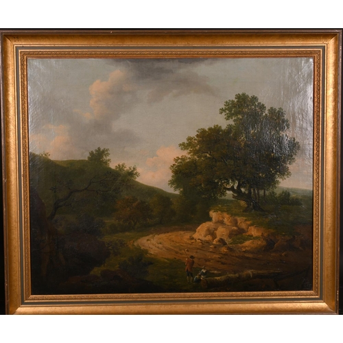 27 - Circle of Charles Towne (1763-1840) British. A Classical Landscape with Figures in the foreground, O... 