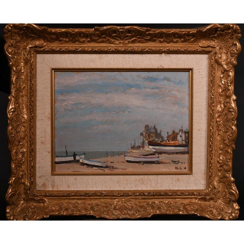 273 - Hugh Boycott Brown (1909-1990) British. “Morning, Aldeburgh”, a Beach Scene, Oil on Board, Signed wi... 