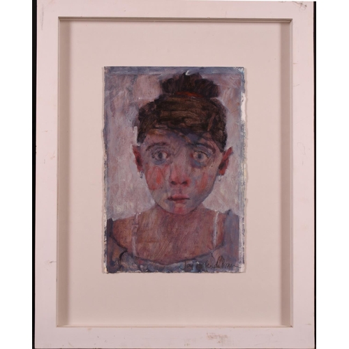 279 - Joy Wolfenden Brown (1961-    ) British. Head Study of a Young Girl, Oil on Paper, Signed in Pencil,... 