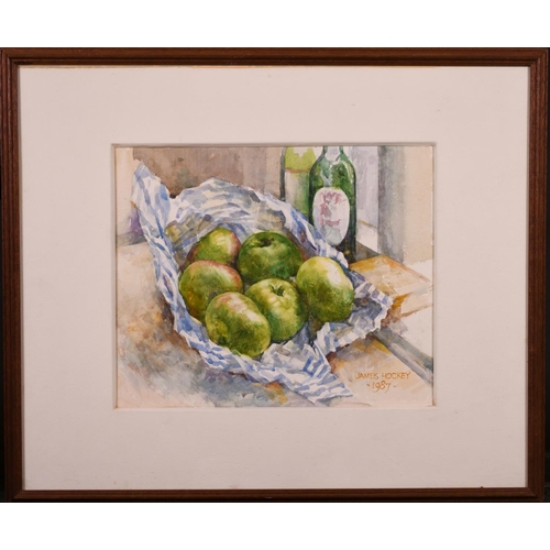 291 - James Morey Hockey (1904-1990) British. “Apples in a Paper Bag”, Watercolour, Signed and Dated 1987,... 