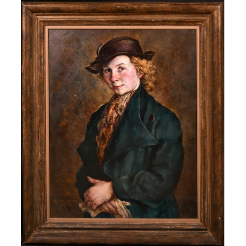 293 - James Morey Hockey (1904-1990) British. “Portrait of a Girl”, Oil on Canvas, Signed and Dated 1940, ... 