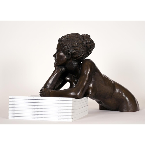 294 - Tom Greenshields (1915-1994) British. “Rosie” A Naked Girl resting on her Elbow, Bronze, Signed and ... 