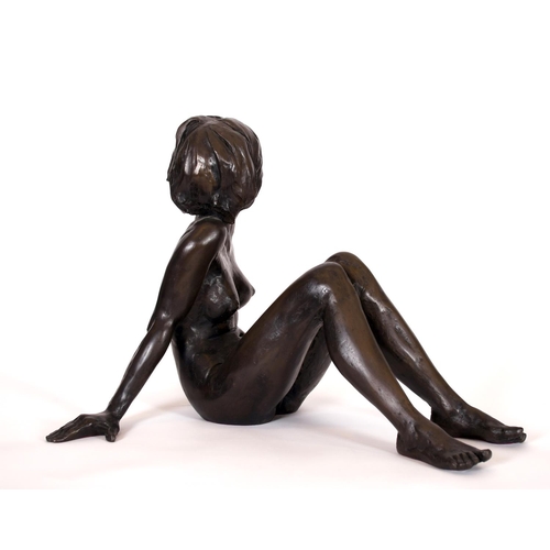 299 - Tom Greenshields (1915-1994) British.  “Cathy” Seated Naked, Bronze resin, Signed and Numbered 74/50... 