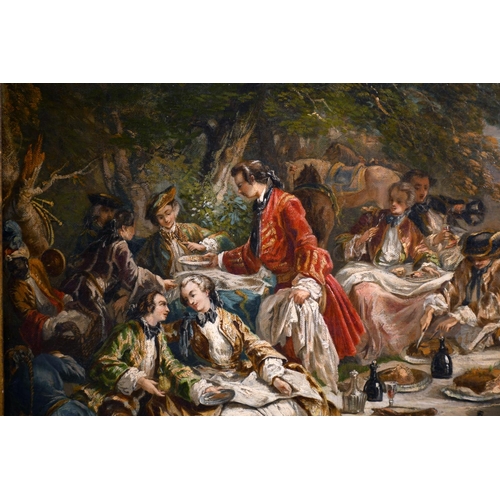 31 - 18th Century French School. Figures at a Garden Banquet, Oil on Canvas, 19.75” x 24” (50 x 61cm)