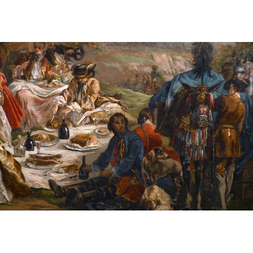 31 - 18th Century French School. Figures at a Garden Banquet, Oil on Canvas, 19.75” x 24” (50 x 61cm)