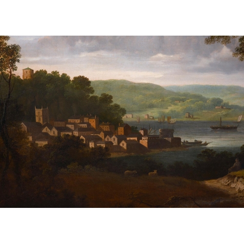 36 - Attributed to John Tobias Young (1755-1824) British. “Cowes in the Isle of Wight”, Oil on Canvas, In... 