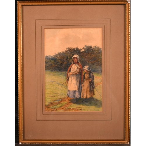 43 - Henry Townley Green (1836-1899) British. A Man and Child in a Harvest Field, Watercolour, Signed, In... 