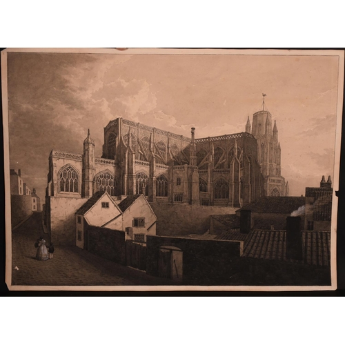 5 - 19th Century English School. “St Mary Redcliffe Church, Bristol”, Watercolour, Inscribed on the reve... 