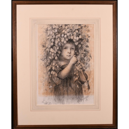 51 - E… W… R… (20th Century) British. A Young Girl with a Garland of Hops, Pencil, Signed with Initials a... 