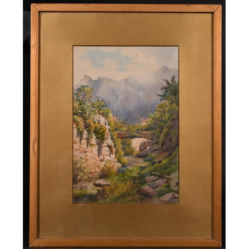 52 - A… A… C… (Early 20th Century) British. “Tramuntana, Mallorca”, a River Scene in a Mountainous Landsc... 