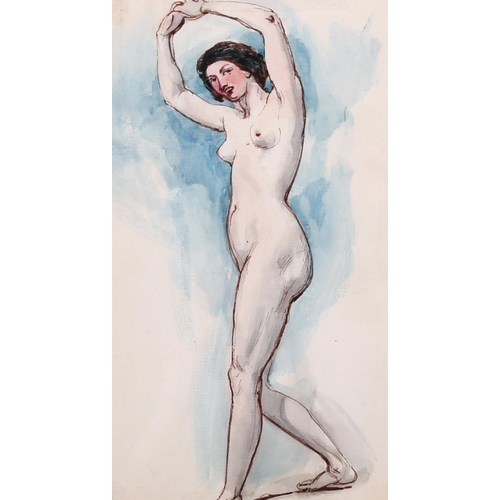 54 - William Edward Frost (1810-1877) British. ‘Female Nude’, Watercolour Pen and Ink, 7.25” x 4” (18.5 x... 