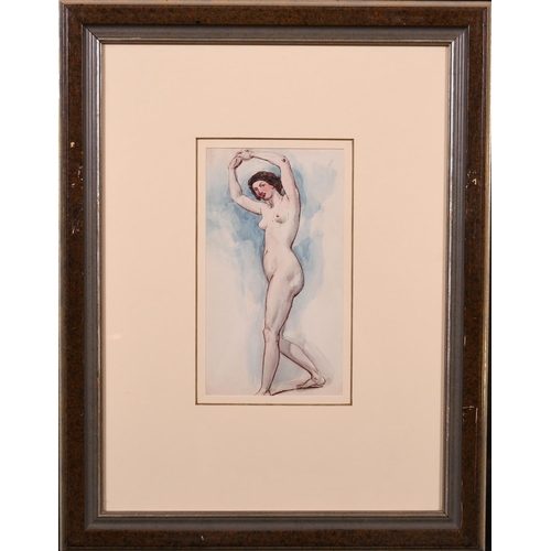 54 - William Edward Frost (1810-1877) British. ‘Female Nude’, Watercolour Pen and Ink, 7.25” x 4” (18.5 x... 