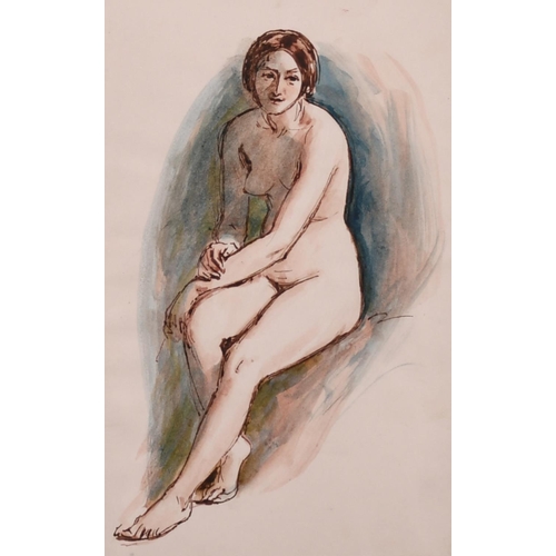 56 - William Edward Frost (1810-1877) British. ‘Female Nude’, Watercolour Pen and Ink, 6.25” x 4” (16.5 x... 