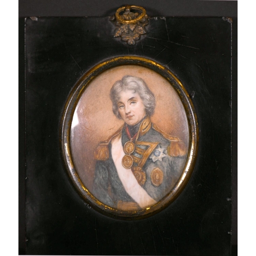 7 - 19th Century English School. Portrait of Horatio Nelson (1758-1805), Watercolour, Oval, 3.5