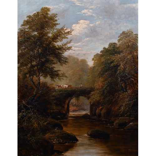 73 - William Mellor (1851-1931) British. A River Landscape with a Man Fishing, Oil on Canvas, Signed, 18”... 