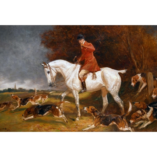 94 - John Charlton (1849-1917) British. ‘Mustering the Pack’, Oil on Canvas, Signed with Initials and Dat... 