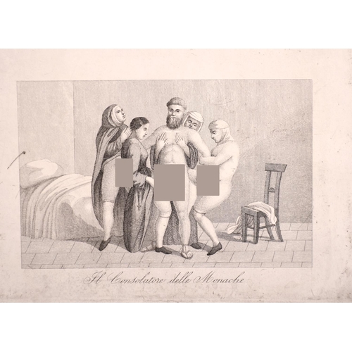 11 - 20th Century Spanish School. “La Rivista”, Engraving from an Erotic 18th Century set, Unframed, 5” x... 