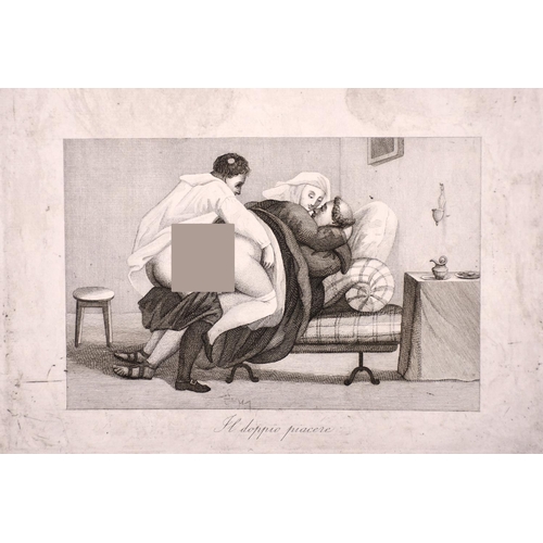 11 - 20th Century Spanish School. “La Rivista”, Engraving from an Erotic 18th Century set, Unframed, 5” x... 