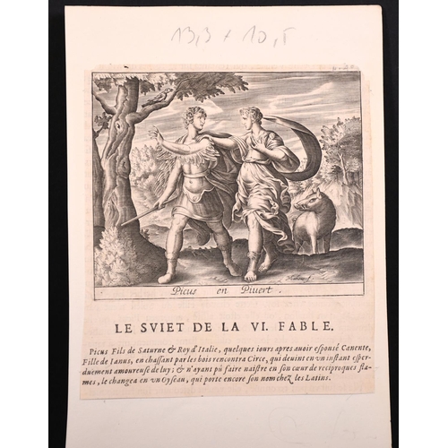 13 - 17th Century French School. “Le Sviet de la VI. Fable”, Print, Unframed, 4.25” x 5.25” (10.8 x 13.3c... 