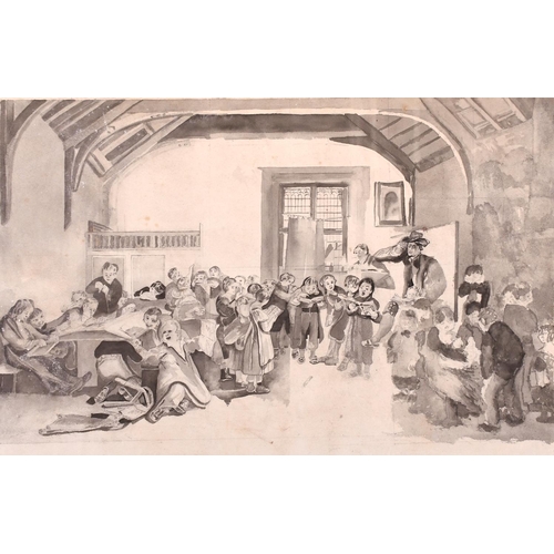 132 - 19th Century English School. ‘The Classroom’, Watercolour, Unframed, 17.5” x 29” (44.5 x 73.8cm)