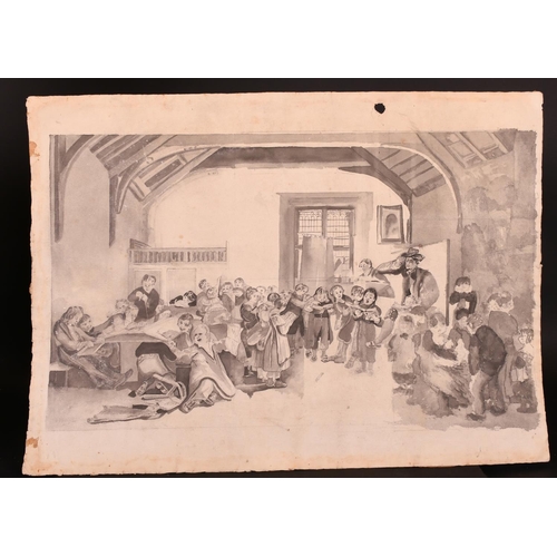 132 - 19th Century English School. ‘The Classroom’, Watercolour, Unframed, 17.5” x 29” (44.5 x 73.8cm)