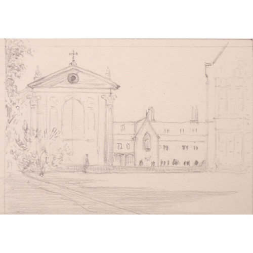 147 - 19th Century English School. “Pembroke College”, Pencil, Inscribed, Unframed, 2.5” x 3.5” (6.4 x 9cm... 