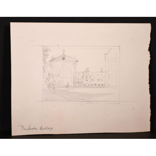 147 - 19th Century English School. “Pembroke College”, Pencil, Inscribed, Unframed, 2.5” x 3.5” (6.4 x 9cm... 