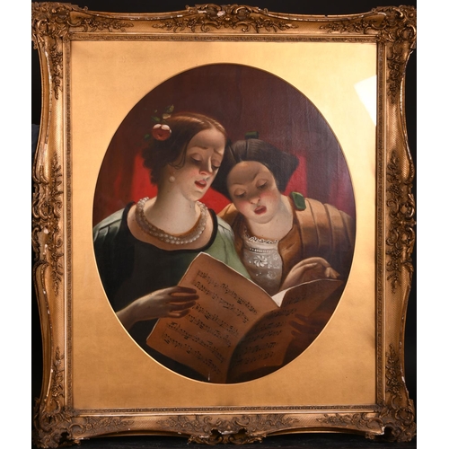 149 - 19th Century English School. ‘The Recital’, Oil on Canvas, Oval, 29” x 23.5” (73.7 x 59.8cm)