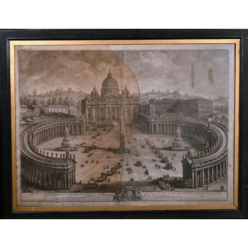 25 - 18th Century Italian School. Vatican Square with Figures, Engraving, 27.5” x 38” (70 x 96.5cm) and t... 