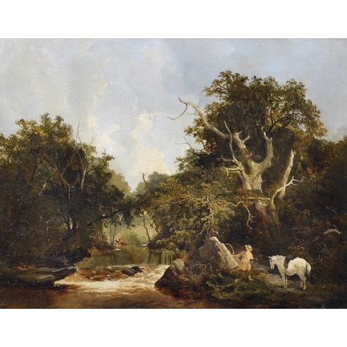 32 - James Stark (1794-1859) British. 'Sighting the Deer', a River Landscape with a Sportsman, and Deer i... 