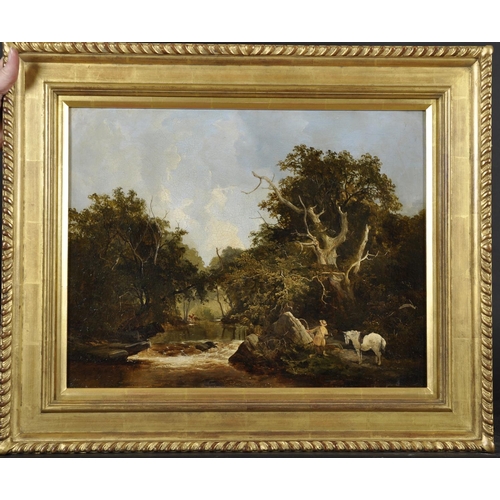 32 - James Stark (1794-1859) British. 'Sighting the Deer', a River Landscape with a Sportsman, and Deer i... 