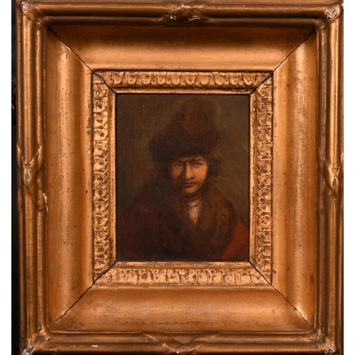 47 - After Rembrandt van Rijn (1606-1669) Dutch. Portrait of a Man, Oil on Panel, in a Hollow Gilt Frame,... 