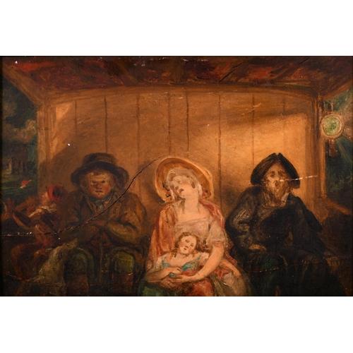 61 - James Ward (1769-1859) British. Figures in a Carriage, Sketch, Oil on Panel, Carved Initials on the ... 