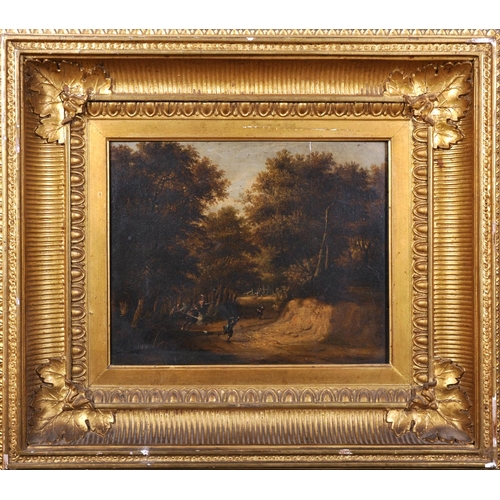 101 - 18th Century Dutch School. An Ambush in a Forest Scene, Oil on Panel, 9.75” x 12” (24.7 x 30.5cm)