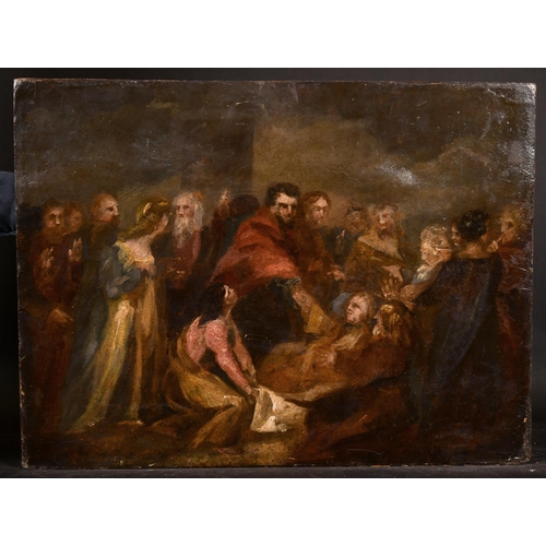 104 - Attributed to James Barry (1741-1806) Irish. “The Raising of Lazarus”, Oil on Board laid down, Inscr... 