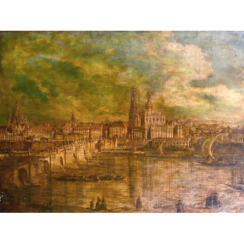 105 - Manner of Giovanni Antonio Canal ‘Canaletto’ (1697-1768) Italian. A View of Dresden, with Figures in... 