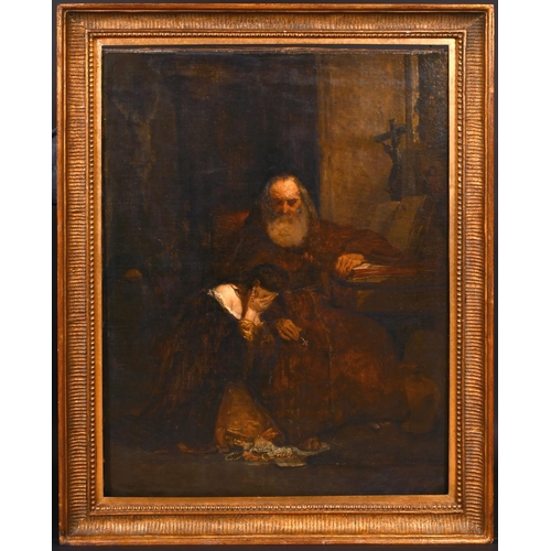 107 - Charles Landseer (1799-1879) British. A Monk with a Penitent Lady, Oil on Canvas, 26.5” x 20” (67.3 ... 