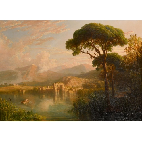 116 - William Havell (1782-1857) British. “The Ruins on Lago d’Averno on Lake Avernus”, near Naples, Oil o... 