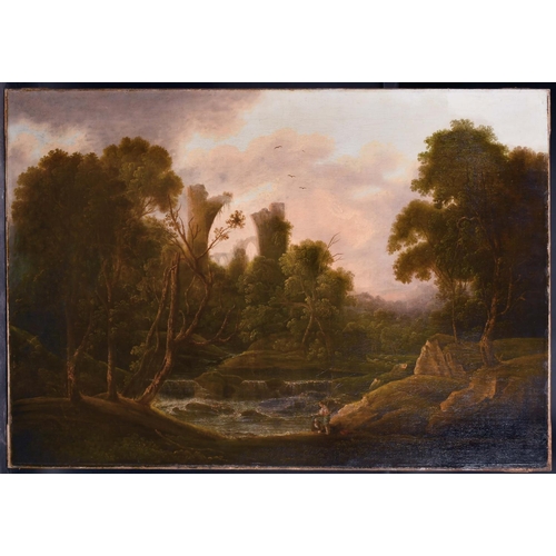 119 - Circle of John Glover (1767-1849) British. A Wooded River Landscape, with Figures in the foreground ... 