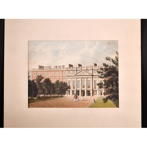 131 - 19th Century English School. “Hampton Court Palace”, Aquatint, Unframed, overall 8.25” x 10.5” (21 x... 